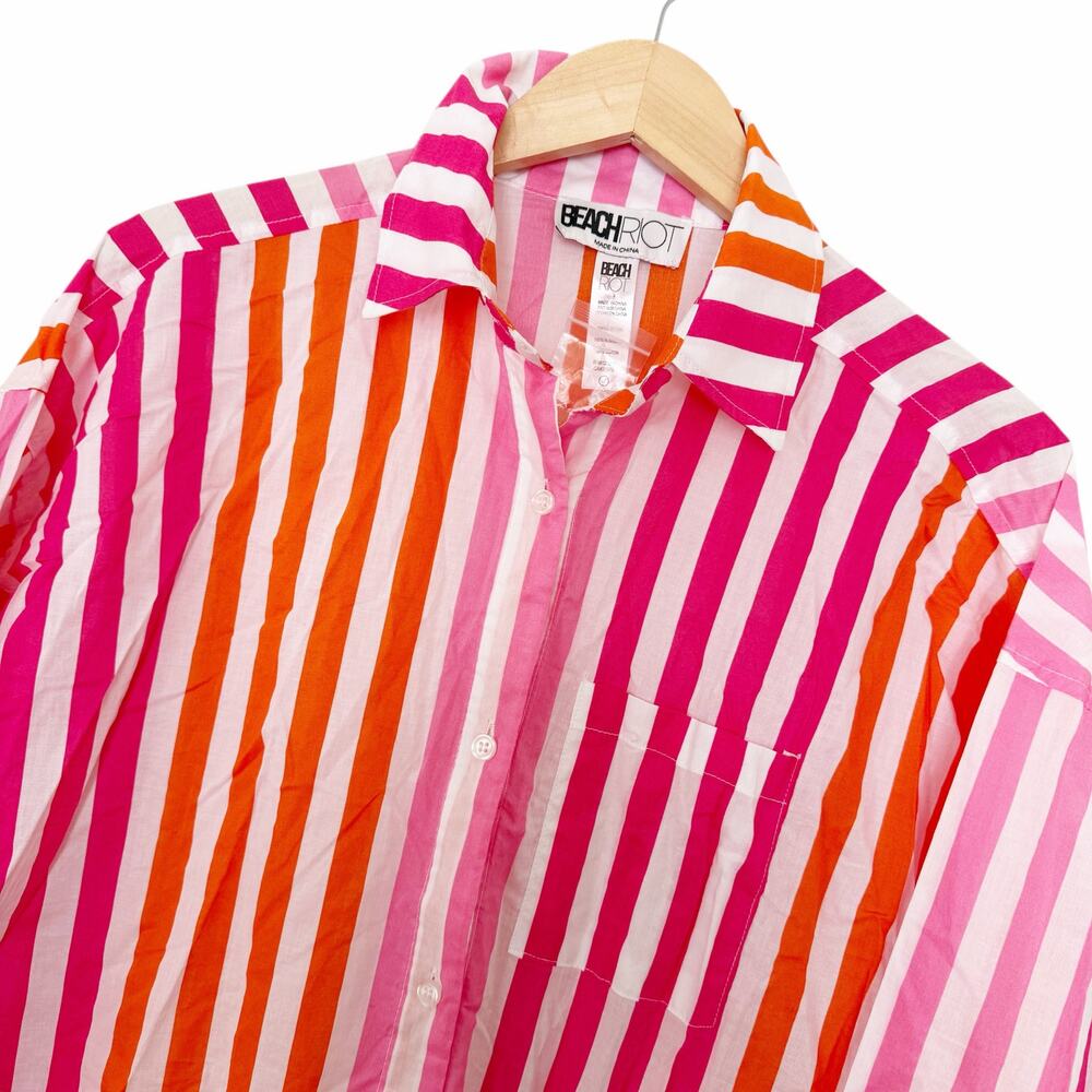 Beach Riot Revolve Alexa Sunset Pink Orange Striped Top Sz S/M